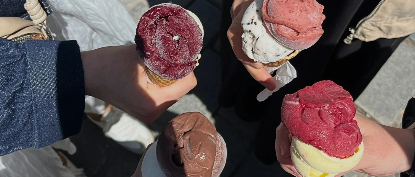 Friends enjoying ice cream together in Kundasang