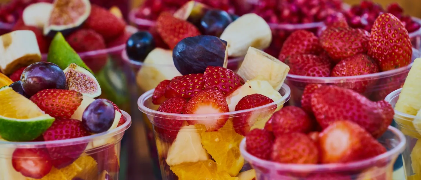 Assorted fresh fruits served in a cup