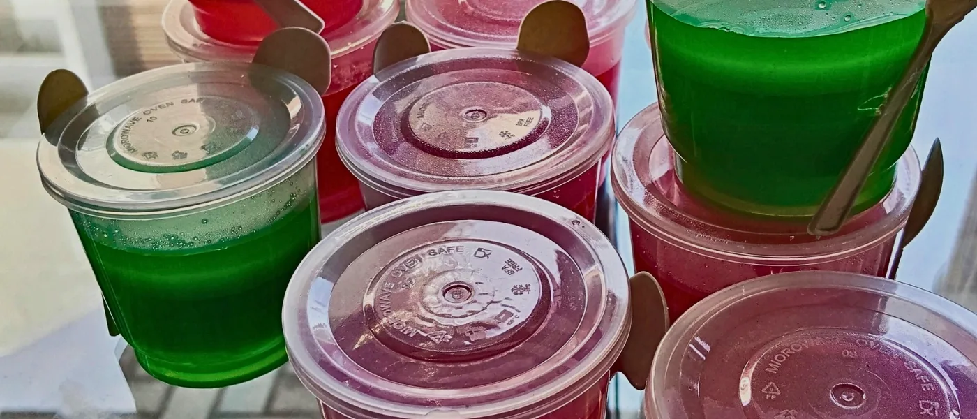 Assorted colorful jelly desserts