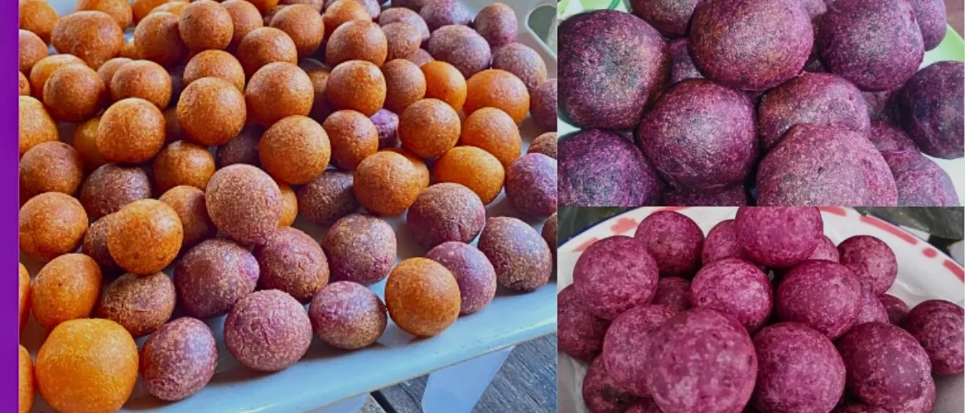 Sweet potato kuih, a traditional Malaysian snack made from mashed sweet potatoes
