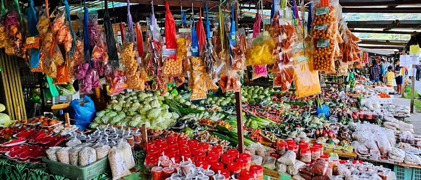 Display of wrapped and bottled local foods in Kundasang, Sabah, often chosen by tourists as souvenirs