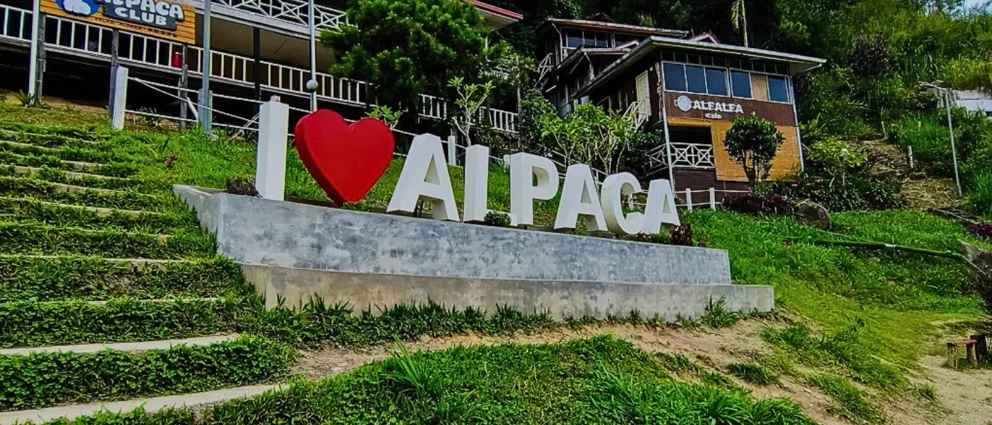 A big “I ❤️ Alpaca” signboard at the Alpaca Club