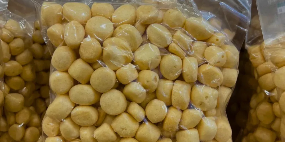 Close-up of amplang, a traditional Sabah fish cracker snack made from fish paste and tapioca flour