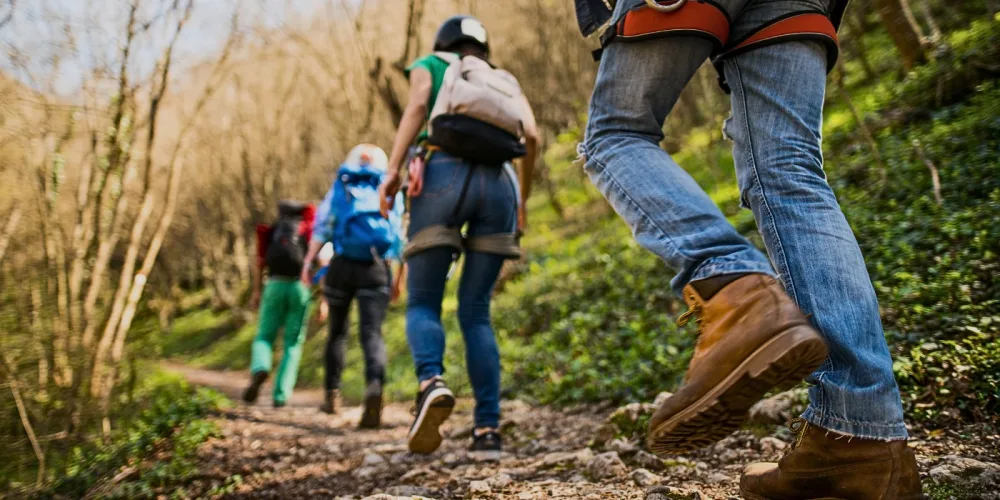 a group of visitors hiking in one of the best hiking trails in kundasang