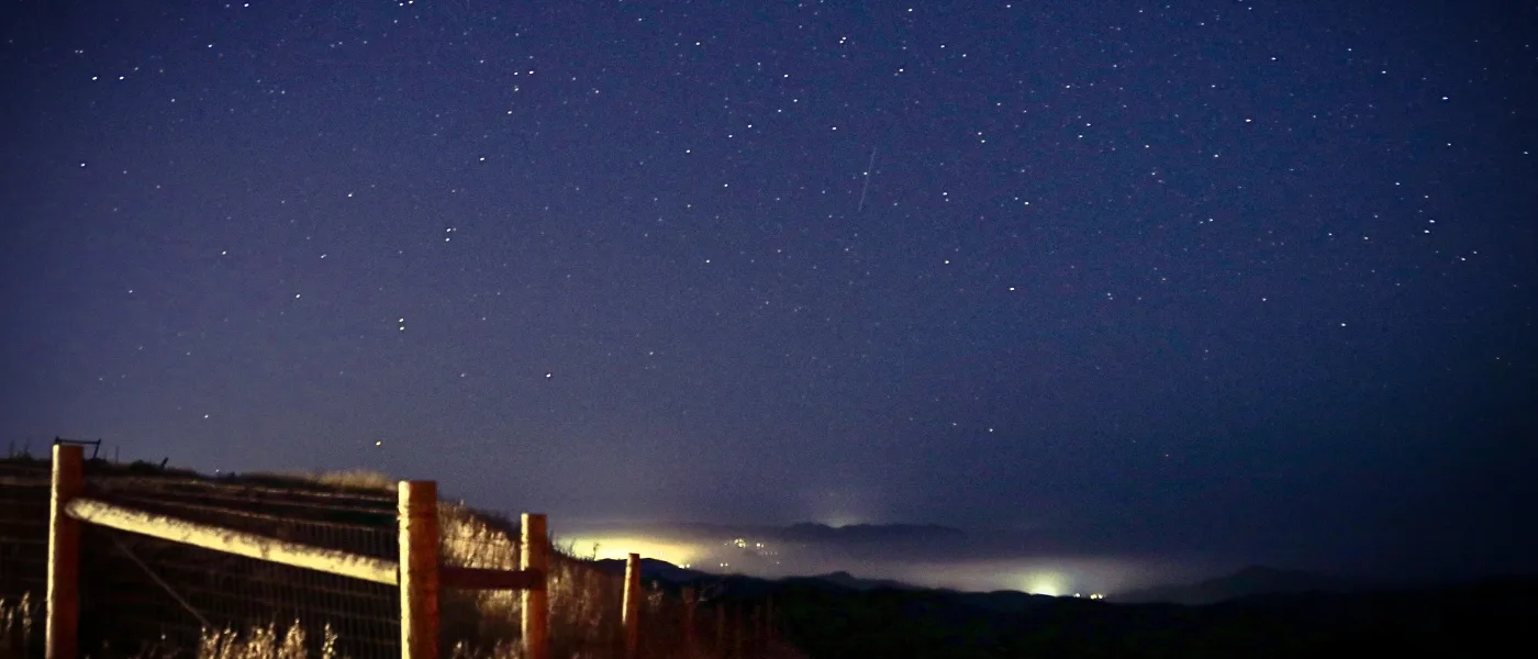 Starry night sky above Mesilau Village