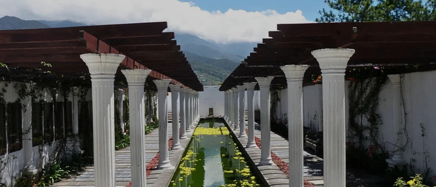White Pillar at Kundasang War Memorial White tall pillar at Kundasang War Memorial surrounded by garden features